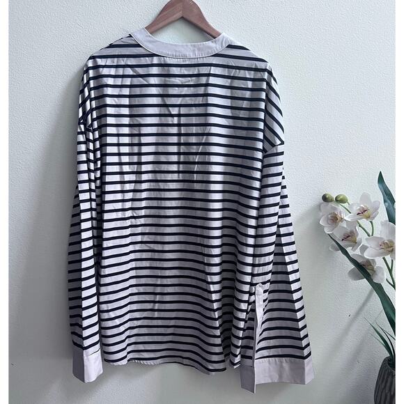 FHQ Collection Loose Style Cream Striped Blouse Long Sleeve Top Women's XL NWT - Picture 2 of 7